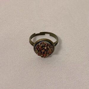Orange Faux Geode Bronze Ring Size Adjustable